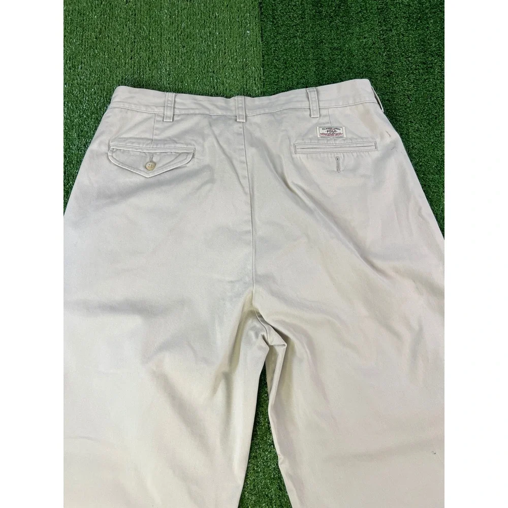 Polo Ralph Lauren Hammond Pant Mens 36x29 Khaki Tan Double Pleated Cotton Chinos